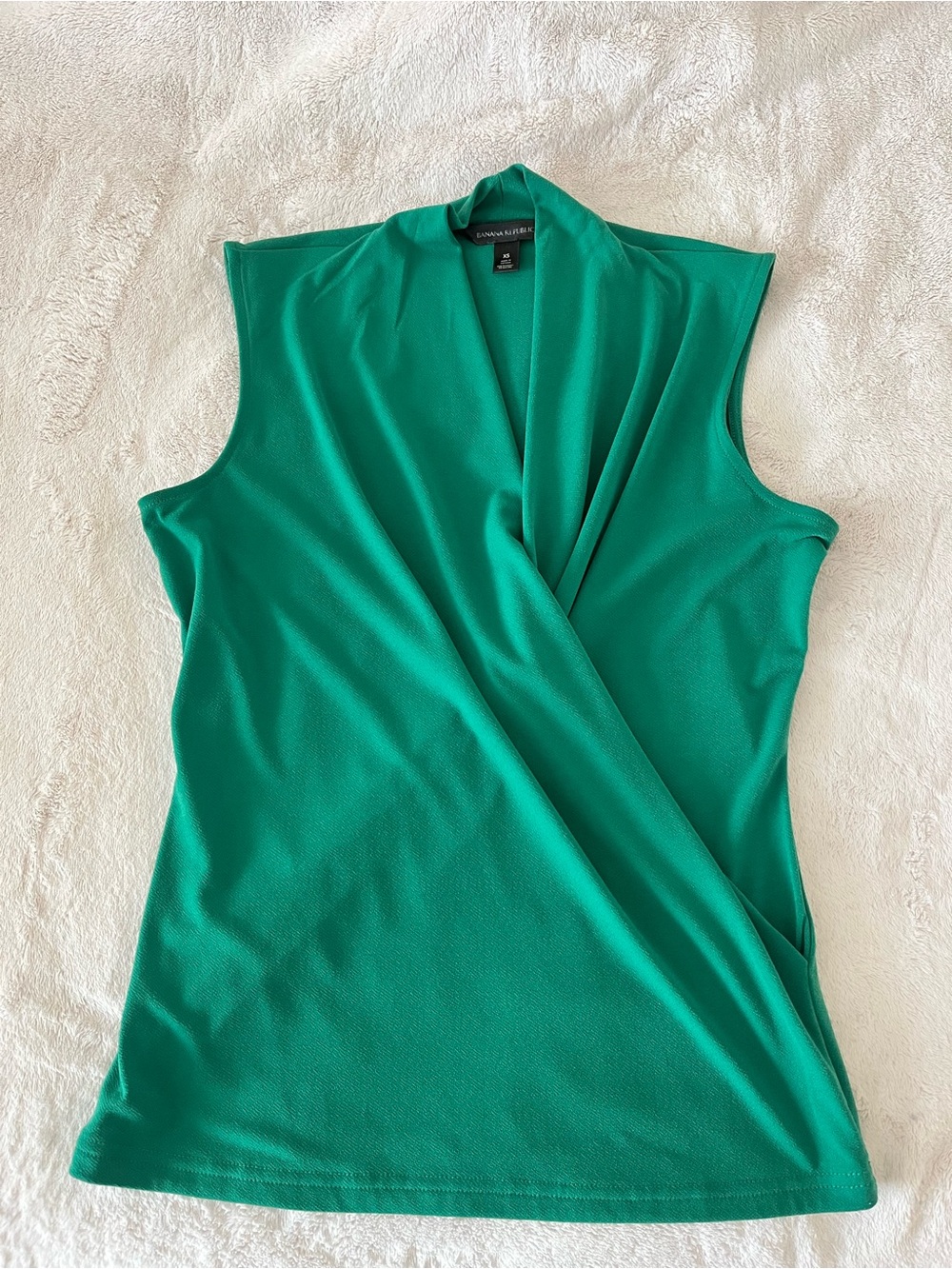 Banana Republic Emerald Green Sleeveless Wrap-Front Blouse